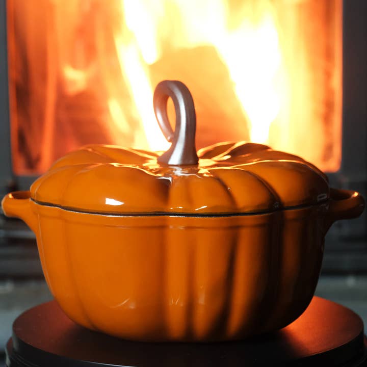 Crucible Cookware – wholesale Pot & pan set – Enameled Cast Iron Pumpkin Pot, Dutch Oven, Cocotte, Orange12