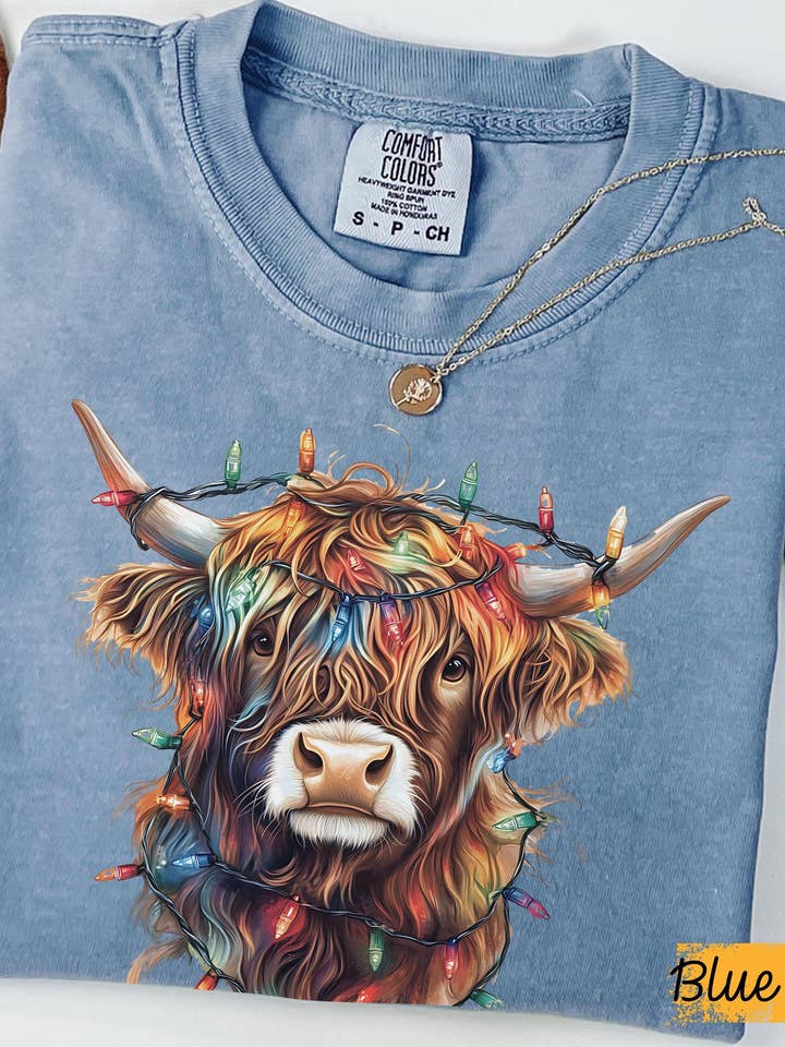 Glaime - Wholesale T-Shirt (Graphic) - Unisex - Highland Cow Christmas Comfort Colors Shirt, Cow Sweatshirt1