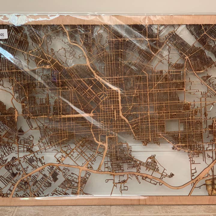 One Man One Garage - Wholesale Wall Accent - City Maps, Large 24x36" Perfect Housewarming Gift! Wooden Street Cutouts2