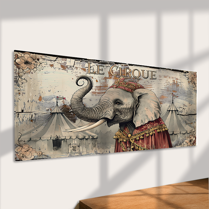 The British Metal Signs Company - Vendita all'ingrosso Stampa artistica - Insegna in Metallo Le Cirque – Decorazione Vintage con Elefante del Circo Francese1