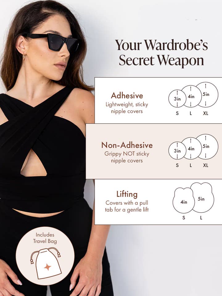 Bare Babe - Wholesale Nipple Pasties - Women's - Non-Adhesive "Grippy, Not Sticky" Nipple Covers