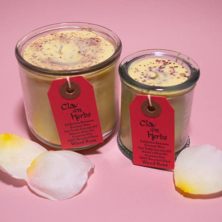 Wood Rose - Essential Oil Scented Beeswax Candle for wholesale by Clay on Herbs