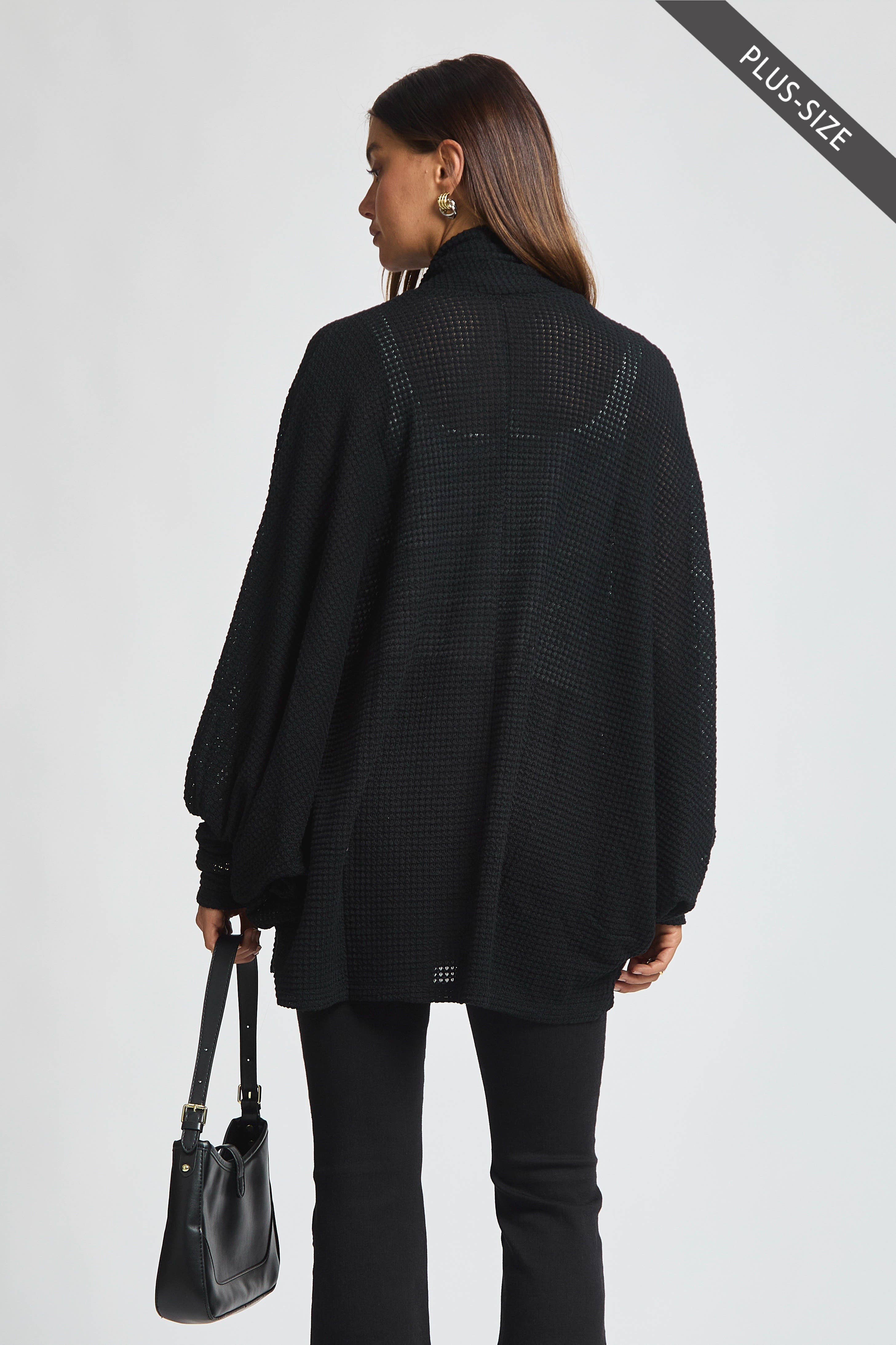 Dear Scarlett - Wholesale Cardigan - Women's - PLUS SIZE Crochet Knit Cardigan Batwing Sleeve15