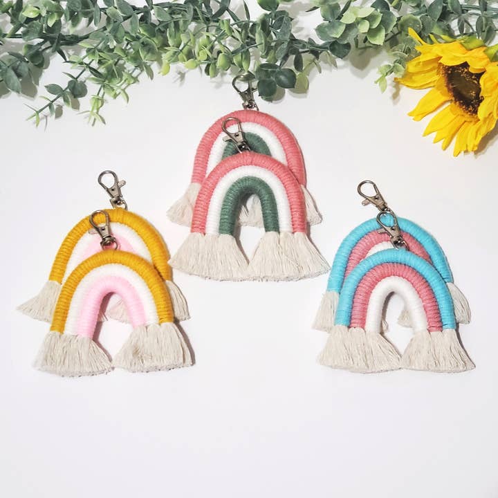 Cord + Quartz - Wholesale Keychain - Women's - Macrame Rainbow keychains