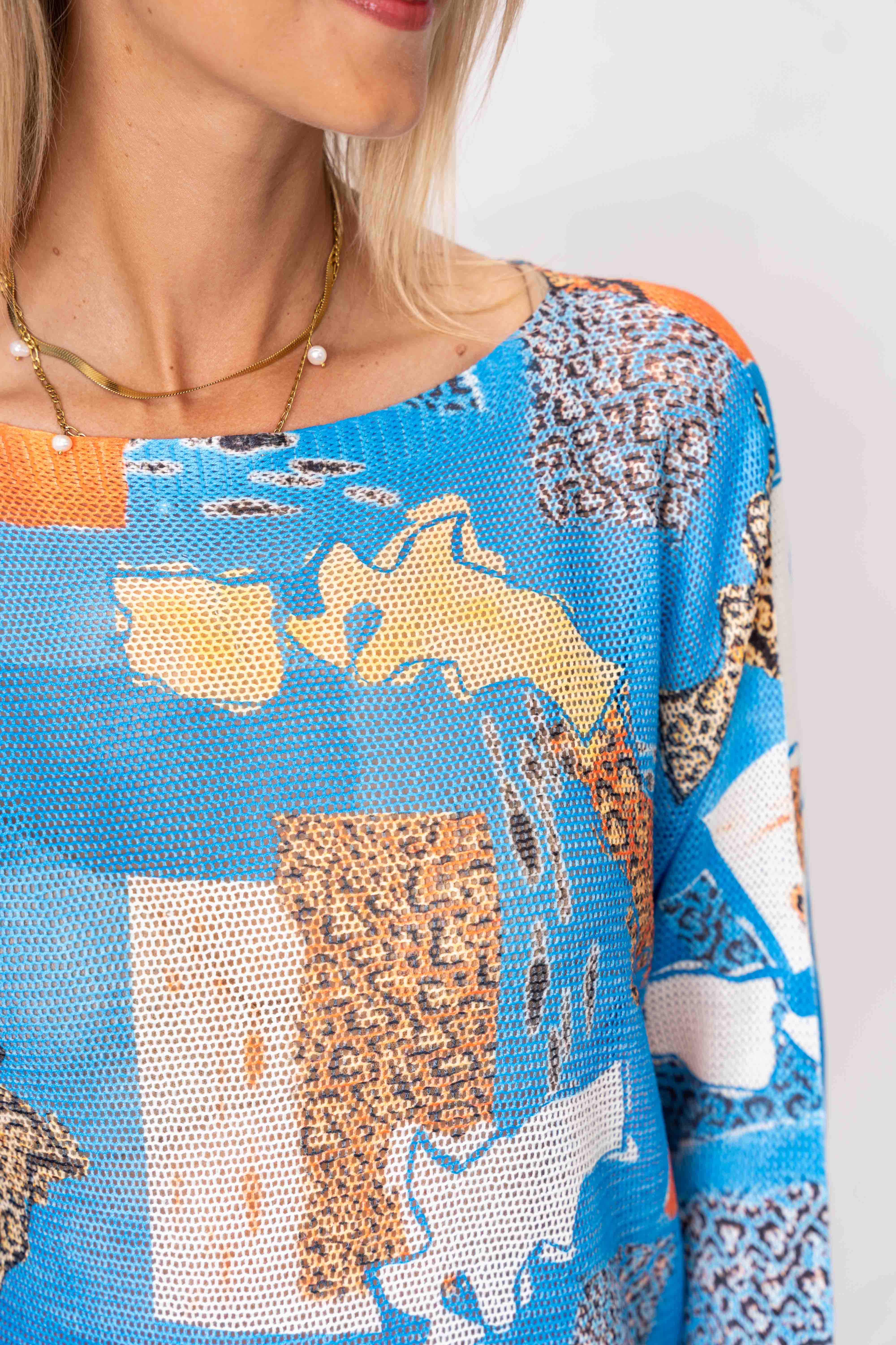 Look Mode Usa - Wholesale Knit Sweater - Women's - "Puzzle" printed batwings  Sweater1