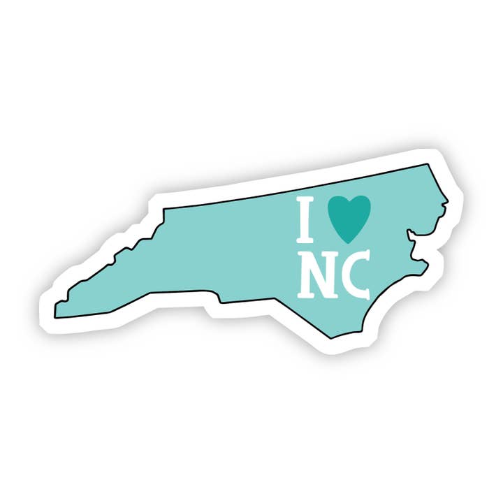 Big Moods - Wholesale Sticker - I Love North Carolina Teal Sticker