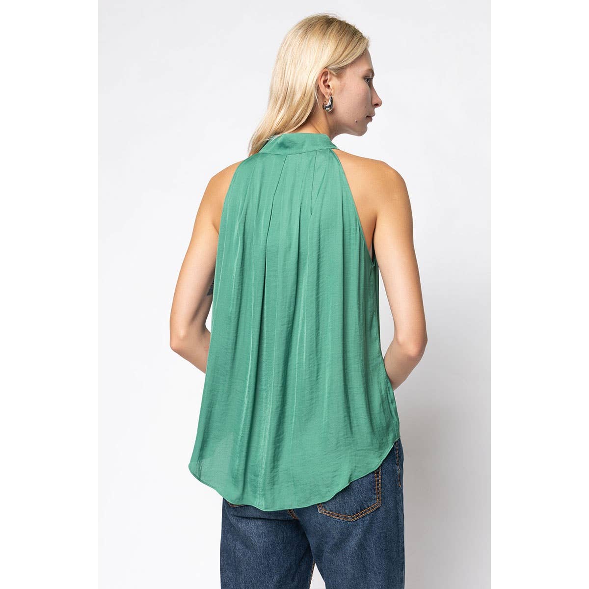 Naked Zebra - Vente Débardeur – femme - Haut sans manches boutonné à bordure festonnée9