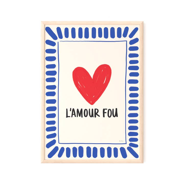 "L’Amour Fou" Art Print – Colourful French Poster for wholesale by Art Prints by Rio Soléy
