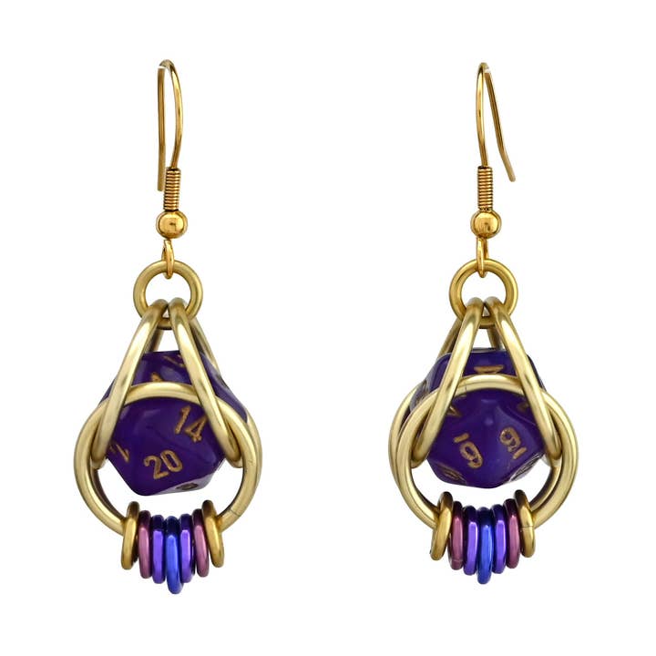 Wisteria Fae d20 Earring for wholesale by Rebeca Mojica Jewelry