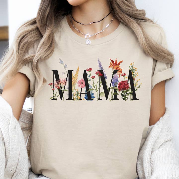 Par.tees by Party On! - Wholesale T-Shirt (Graphic) - Women's - Mama Floral summer Mothers Day Mom Flowers Graphic Tee