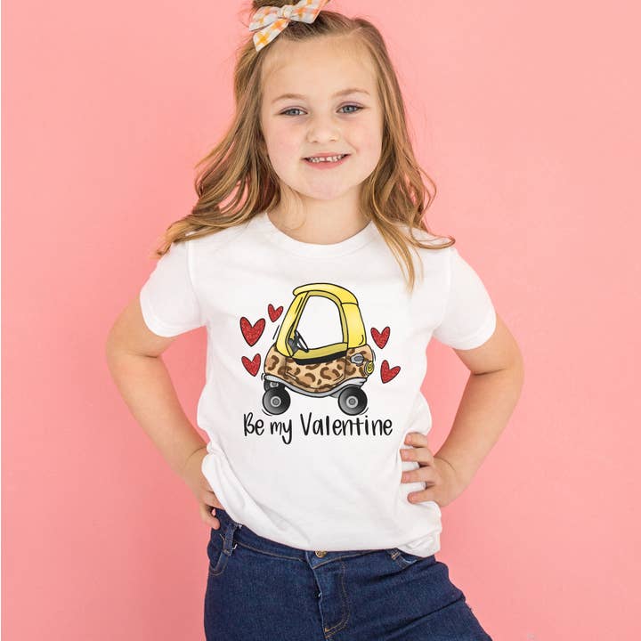 Be Mine Valentine Leopard Cozy Coupe Valentine Toddler Tee for wholesale by Painted Skies