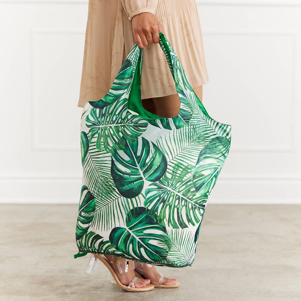 Weddingstar Inc. - Wholesale Grocery/Shopping Bag - Reusable Foldable Compact Tote Bag - Monstera Leaf1