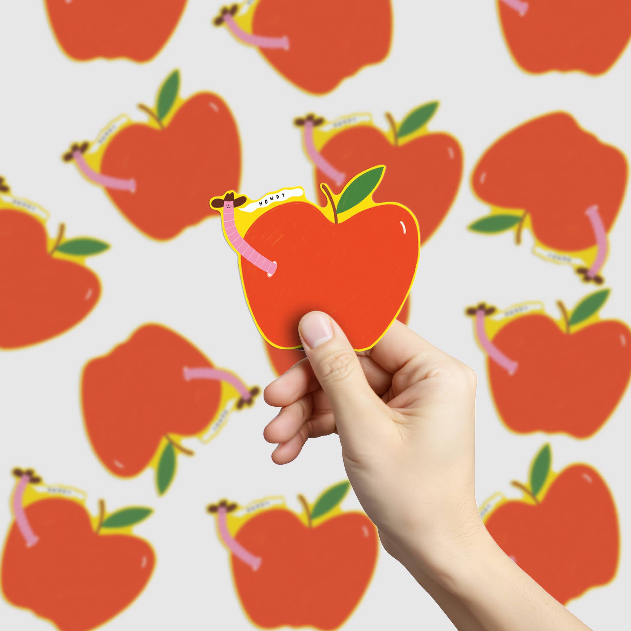 Little Black Cat Illustrated Goods – Engroshandel Klistermærke – Orm Cowboy Klistermærke | Howdy Vinyl Klistermærke | Orm I Æble4