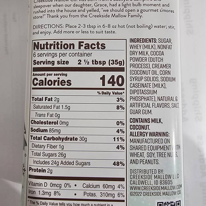 Creekside Mallow Co. - Vente Préparations/kits pour chocolat chaud - Mélange pour chocolat chaud S'mores1