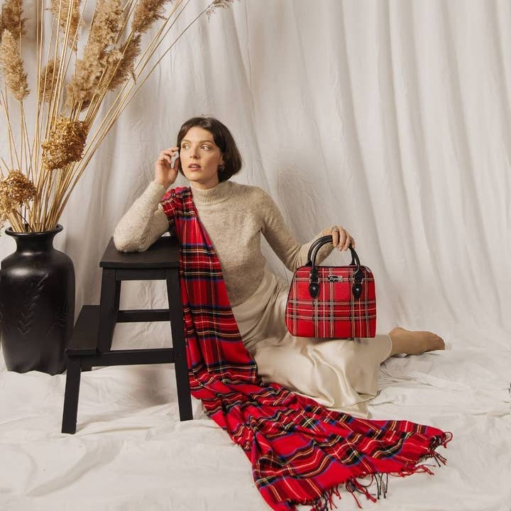 SignareArt - Vente Sac à main avec poignée sur le dessus – femme - CONV-RSTT | Sac à main convertible en tartan Royal Stewart5