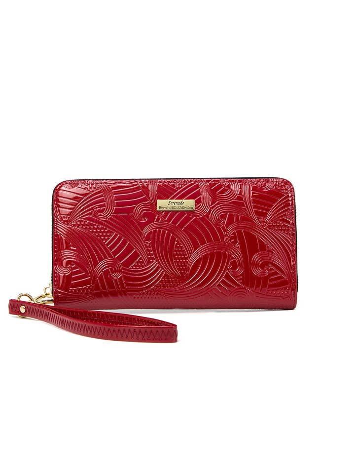 AMIRA ZIP AROUND LEATHER RFID WALLET- WSF4516-RED- NEW IN for wholesale by Serenade Beverly Hills Collection