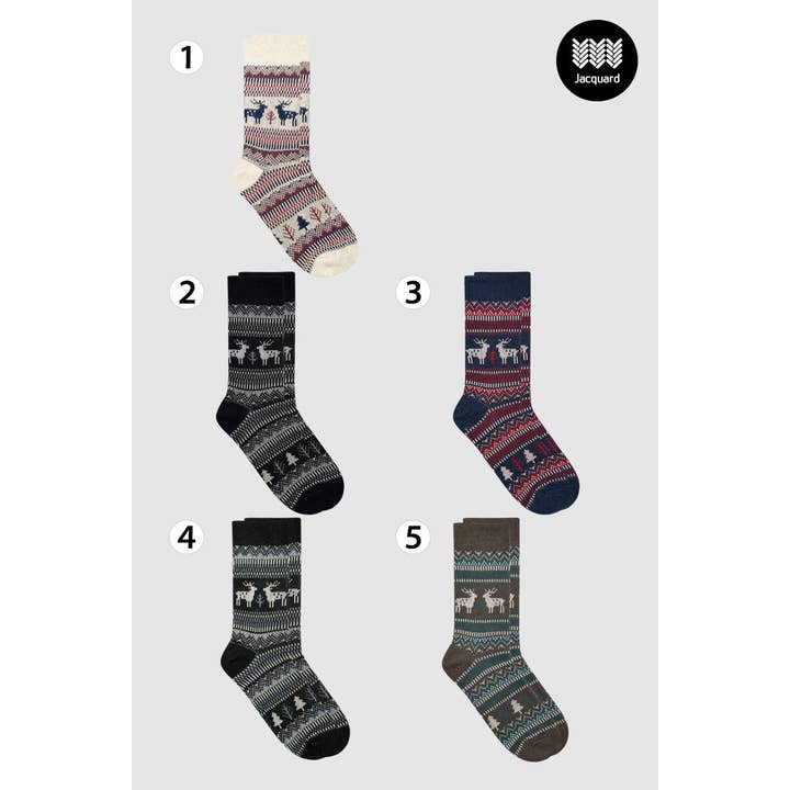 7DAYSSOCKS - Vente Chaussettes – homme - Chaussettes Crew Deer en jacquard pour hommes9