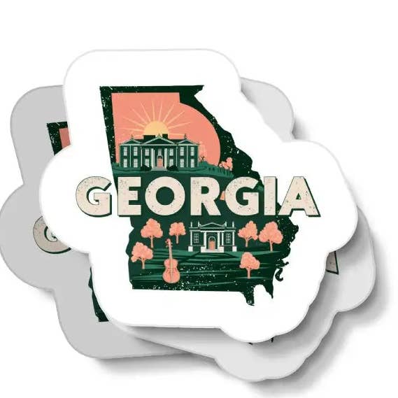 Retro Georgia Waterproof Sticker for wholesale by JE Creates