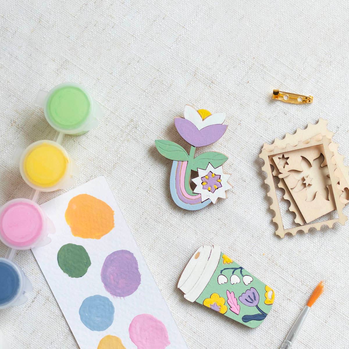 La Petite Épicerie - Venta al por mayor Kit de manualidades - Kit de joyería DIY - Mis broches de madera para pintar8