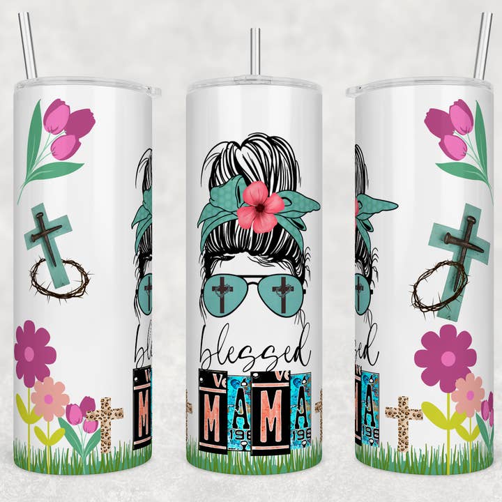 Blessed Mama - Spring 20oz Skinny Tumbler for wholesale by Dogwood Graphics & Design