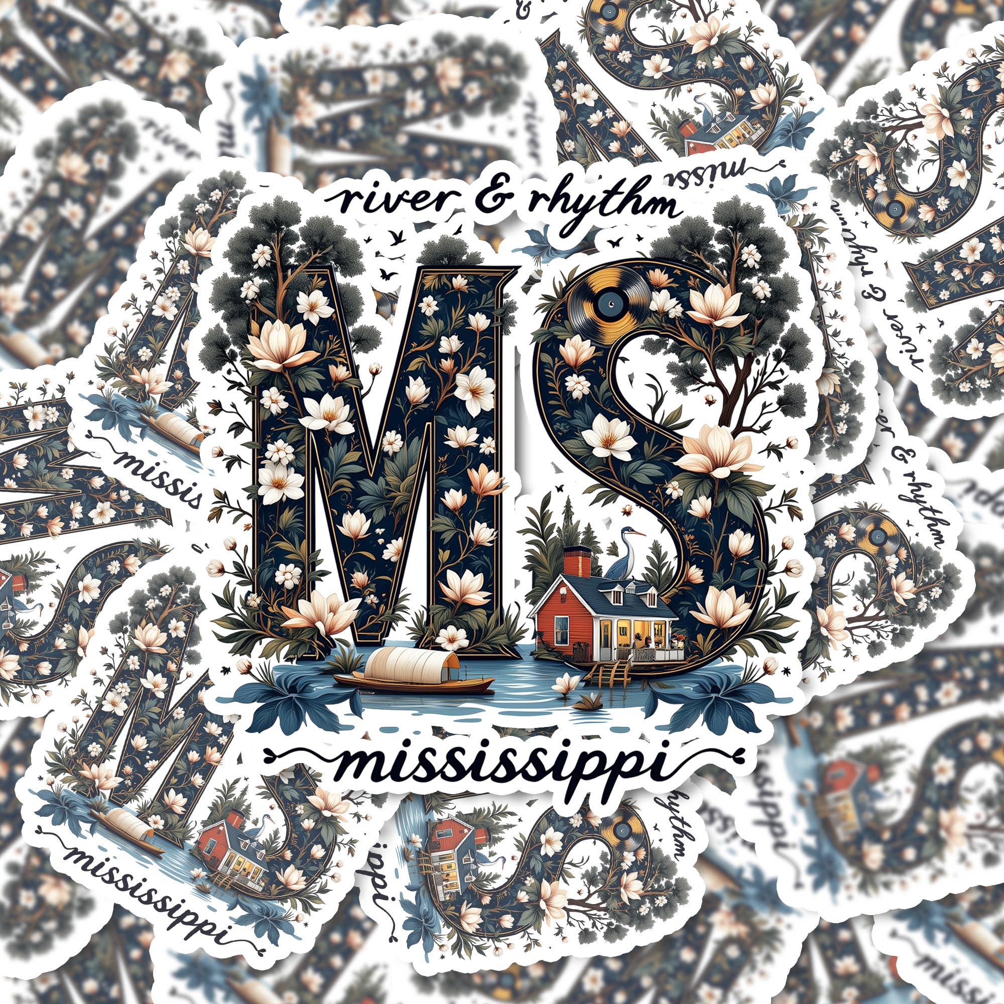 PiggyPrintStickers - Wholesale Sticker - Mississippi Floral State Sticker | Mississippi Sticker 3