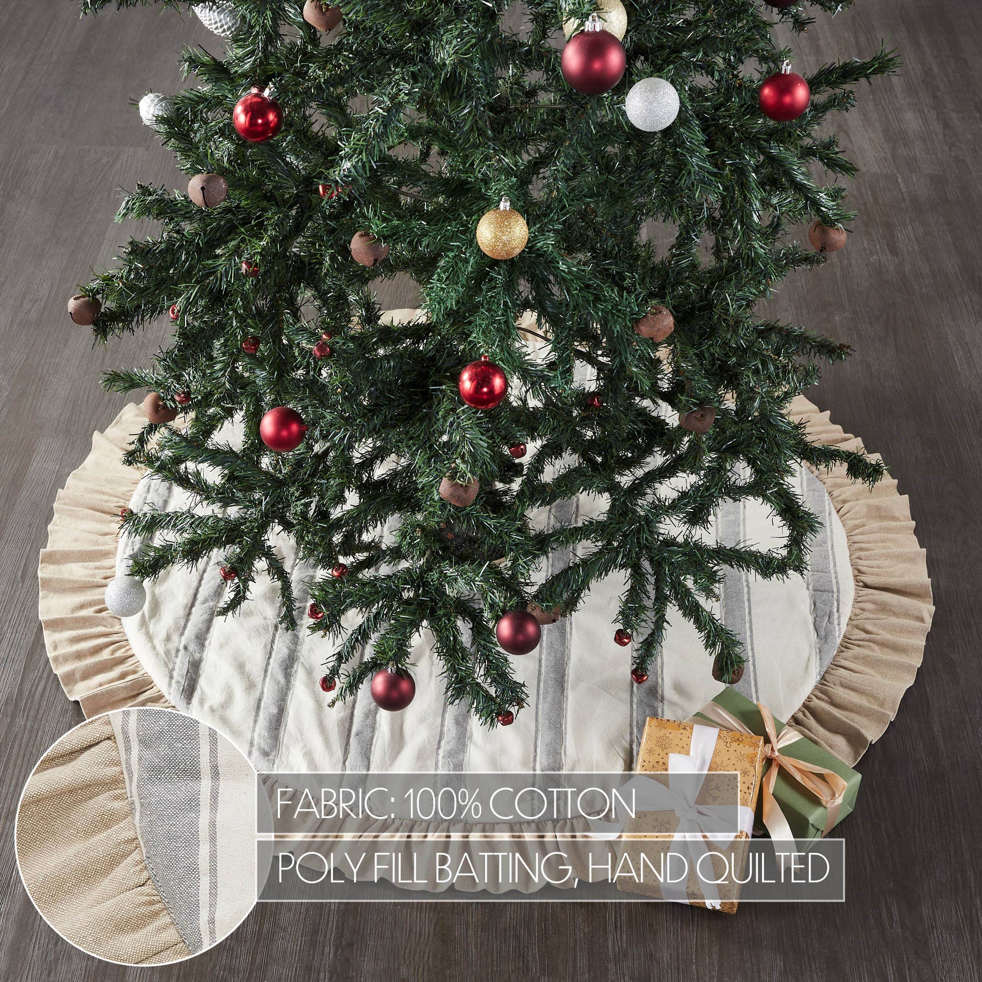 VHC Brands - Vente Jupes de sapin de Noël - Jupe de sapin à rayures Grace Grain Sack 481