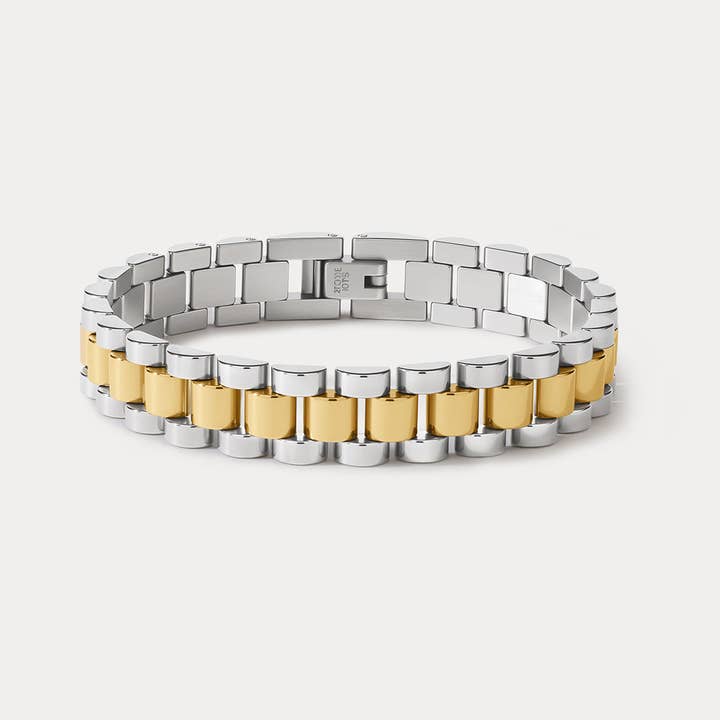 Luv AJ - Wholesale Link & Chain Bracelet - Two-toned Timepiece Bracelet