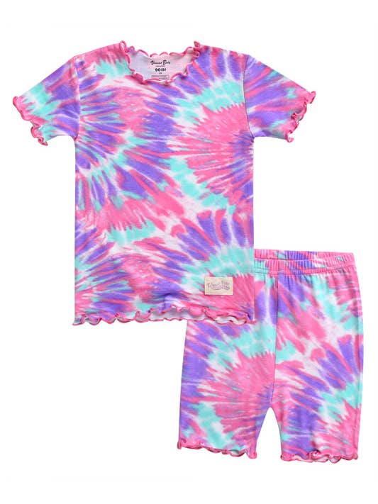 Bamboo Tie Dyeing Purple Pink Short Sleeve PJs for wholesale on Faire