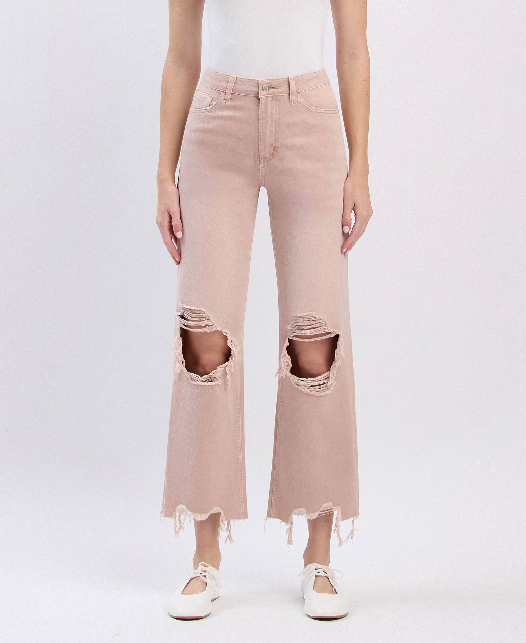 JULY SONG 90'S VINTAGE SUPER HIGH RISE CROP FLARE JEANS V2737 for wholesale on Faire0