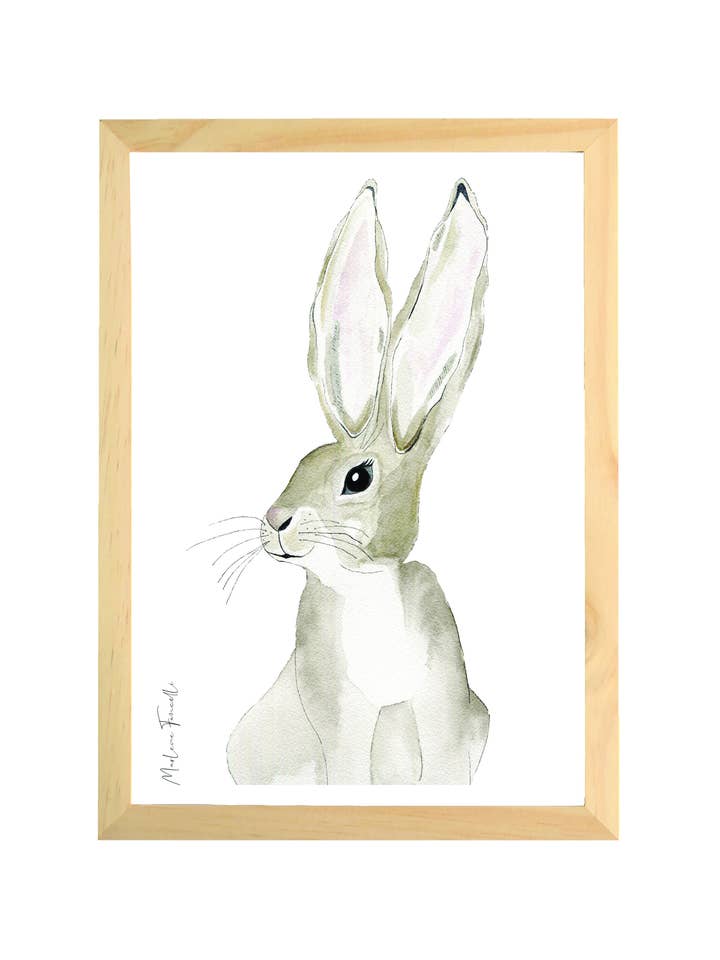 Dyreramme med tegning og print - Pomponette kanin for engroshandel hos Les aquarelles de Marlene