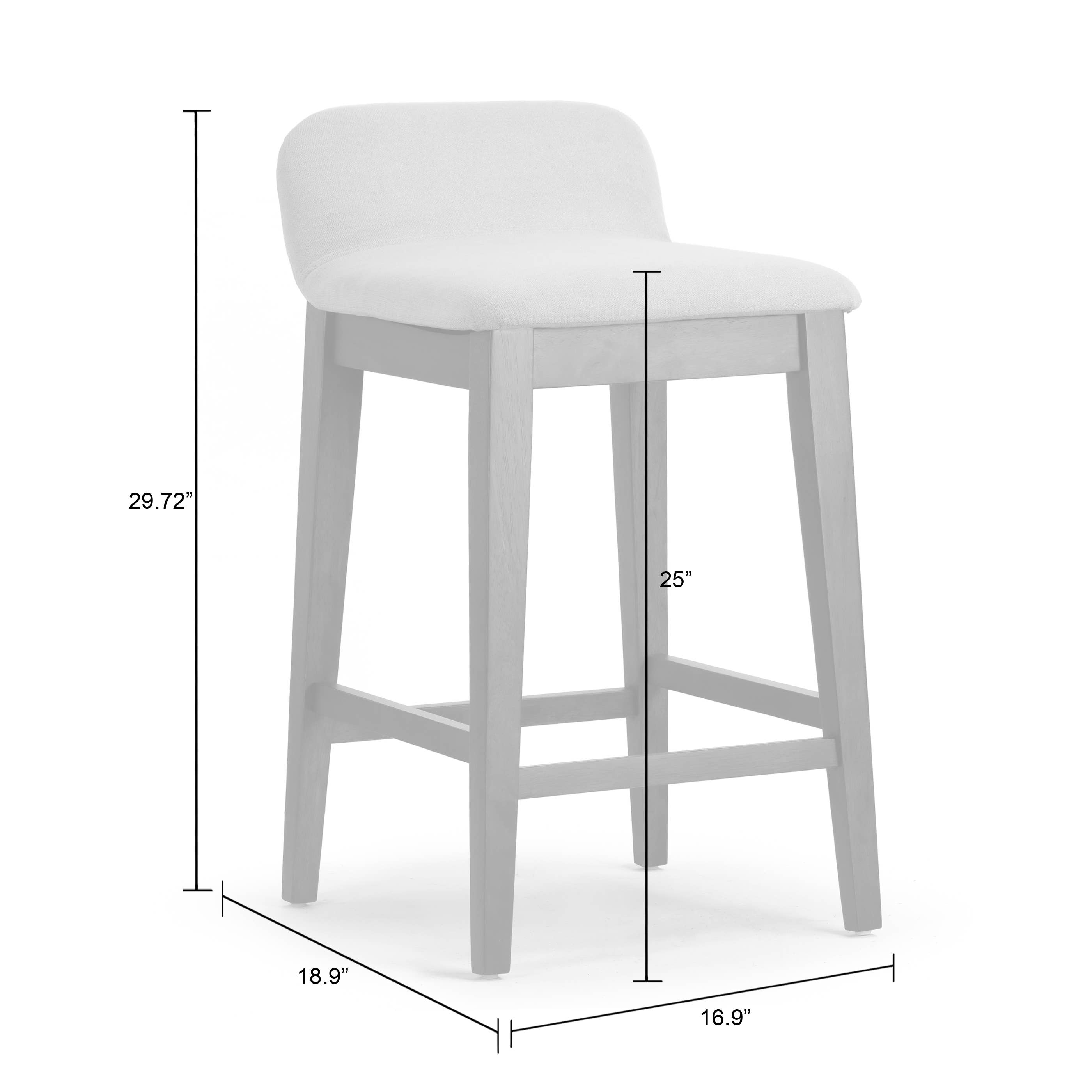 Glamour Home - Vente Tabouret - Ensemble de 2 tabourets de comptoir Atia en bois d'hévéa avec siège en tissu7