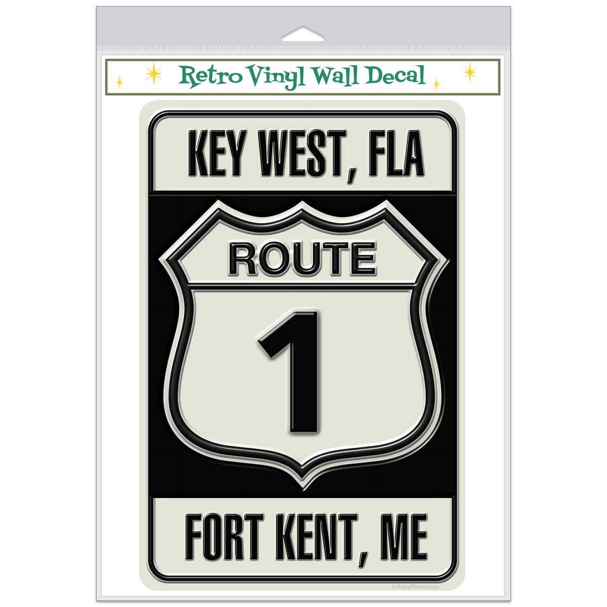 RetroPlanet - Wholesale Wall Decal/Stickers - Route 1 Key West FL Fort Kent ME Wall Decal1