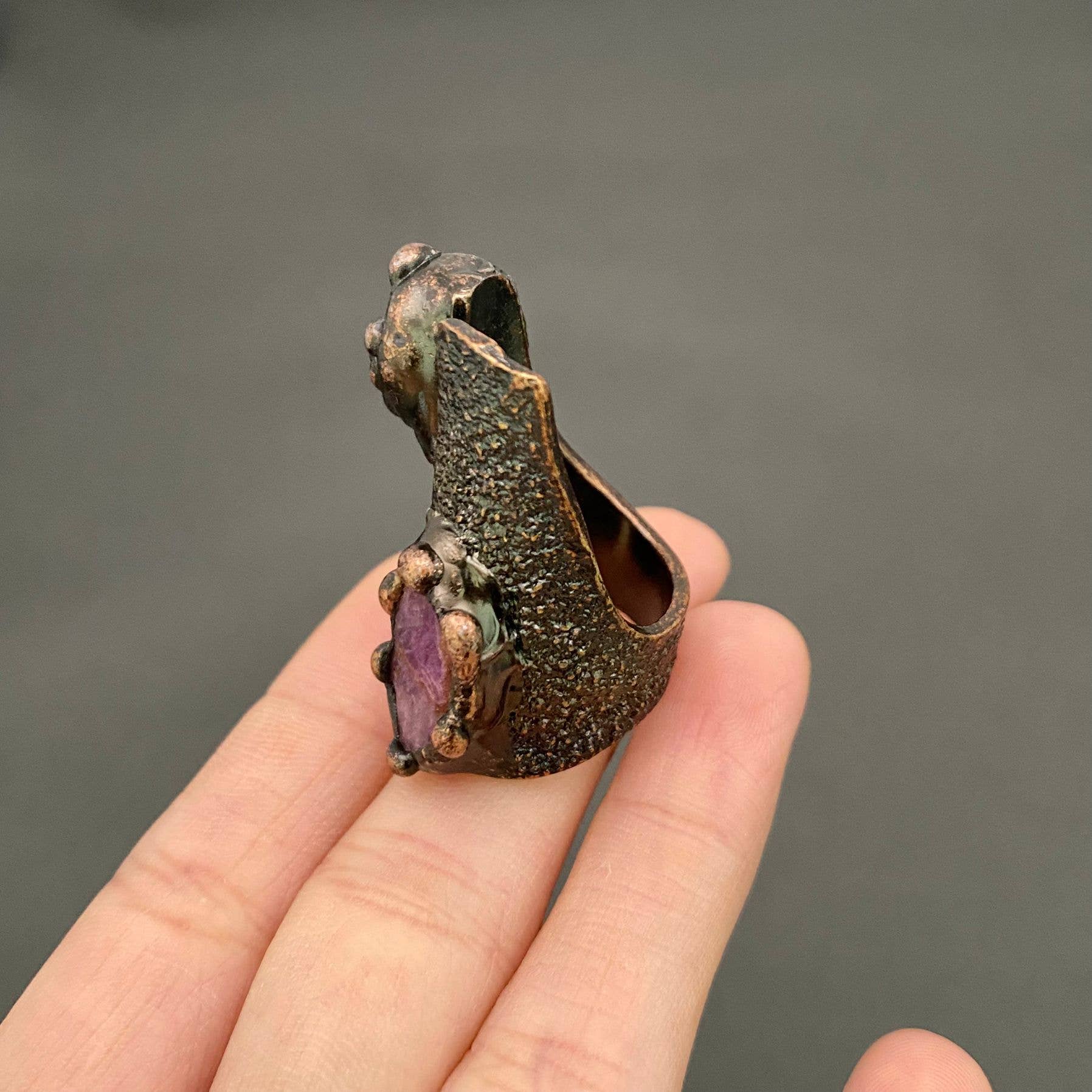 Mio Queena - Wholesale Multi-Stone Ring - Vintage Anemousite & Rhodonite Crystal Adjustable Ring - CS1