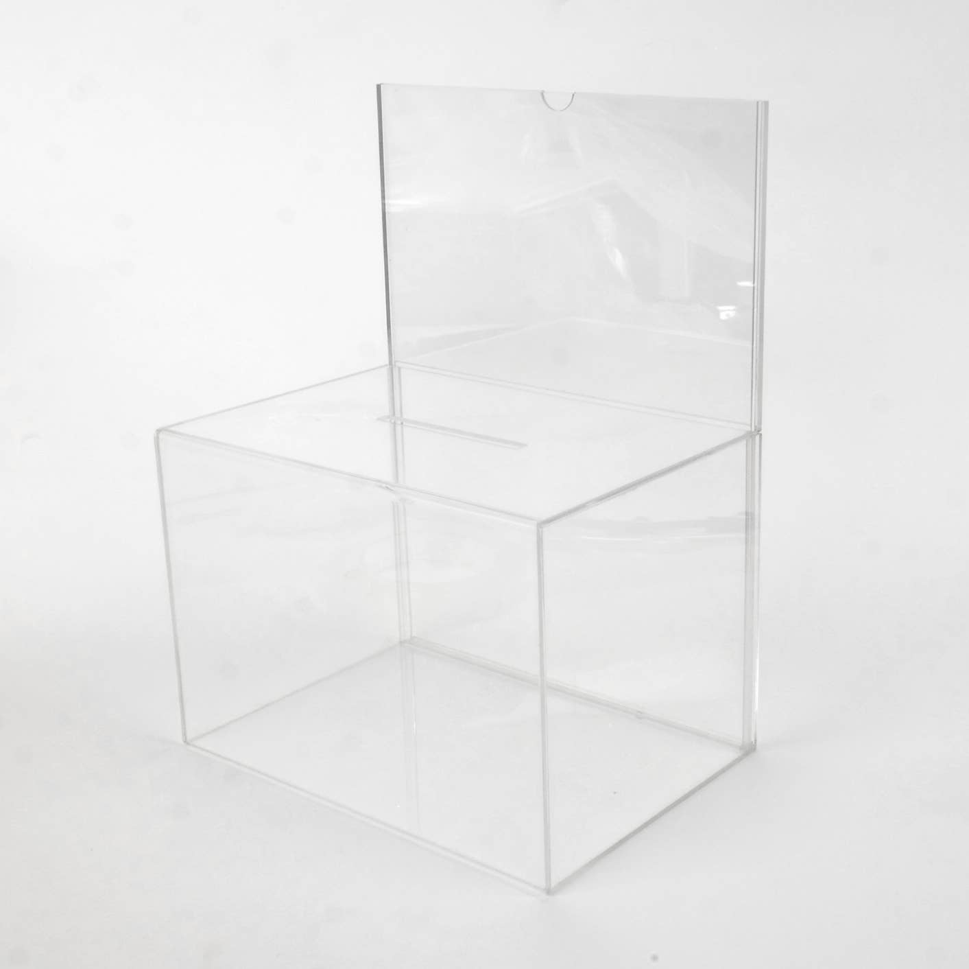 Suburban Sales - Wholesale Decorative Box - Clear Acrylic Ballot Box with Sign Holder3