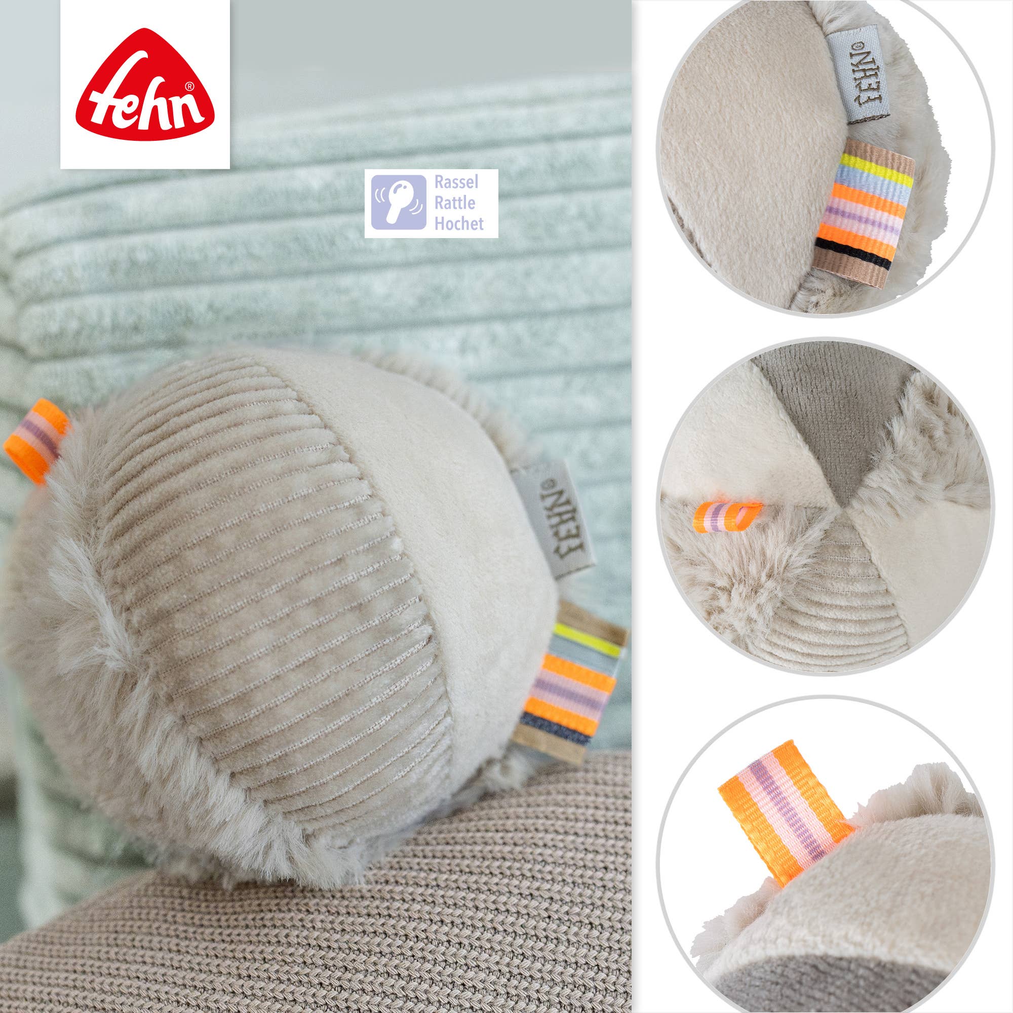 Fehn - Wholesale Sensory Ball - Baby - Sloth Rattle Ball - Grasping Toy Ball - Motor Skills Toy3