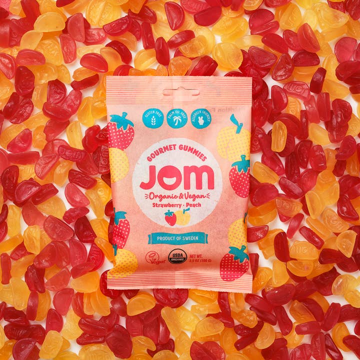 JOM - Wholesale Gummy - Swedish Organic and Vegan Strawberry & Peach Gummies2
