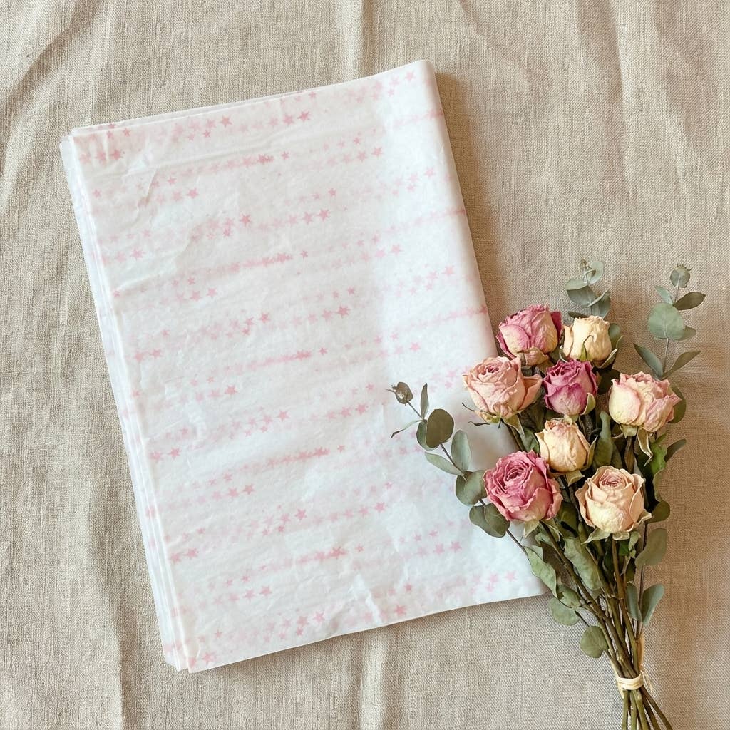 ByHome - Wholesale Tissue Paper - 28" x 20" Pink Shooting Stars Wrapping Tissue Paper Sheets