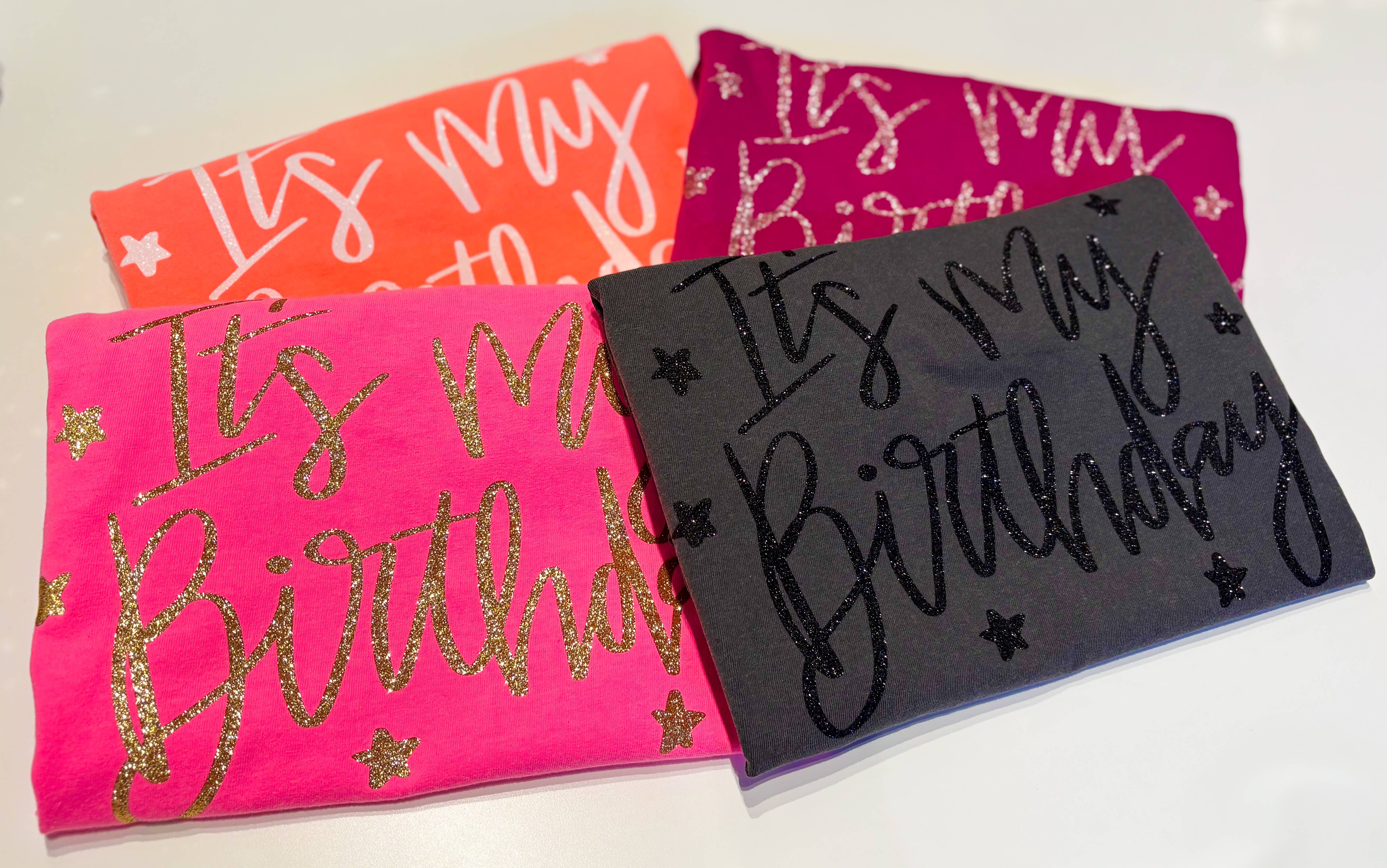 Graphic Tees & Co. - Wholesale Screen Printed T-Shirt - Women's - It's My Birthday Glitter Tee | Birthday Gift6