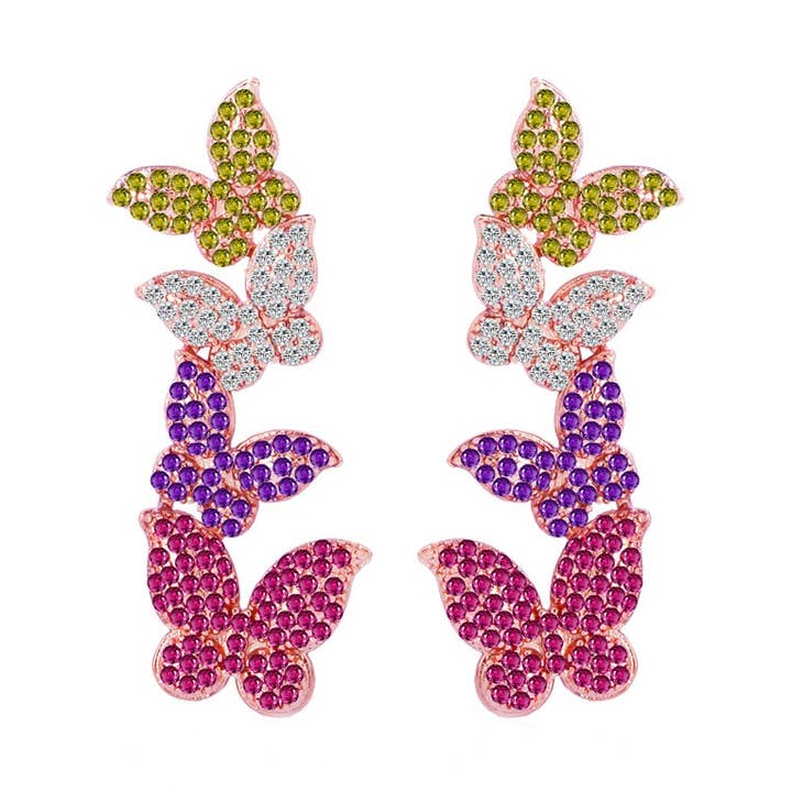 Allie Beads - Wholesale Dangle Earrings - Triple Butterfly Earrings0