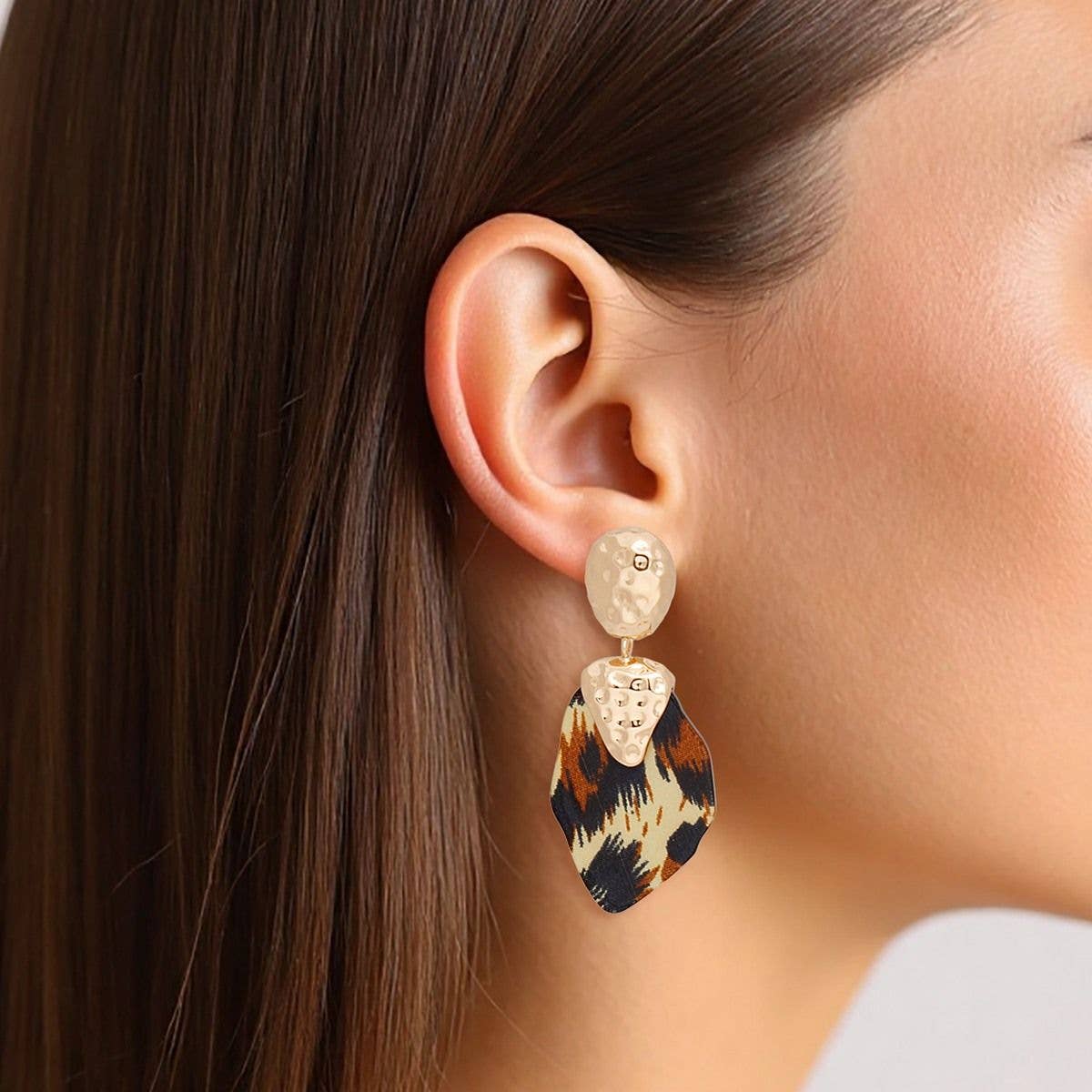 Drop Fierce Leopard Print and Gold Earrings Women for wholesale on Faire0