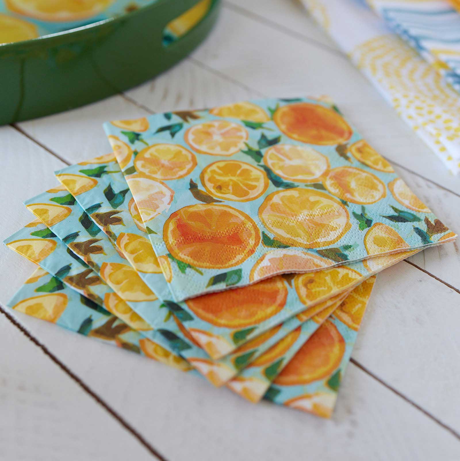 rockflowerpaper - Wholesale Disposable Napkin - Lemon Slices Paper Cocktail Napkins (Pack of 25)1