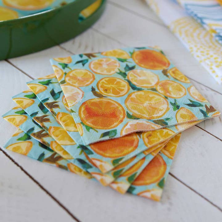 rockflowerpaper - Wholesale Disposable Napkin - Lemon Slices Paper Cocktail Napkins (Pack of 25)1