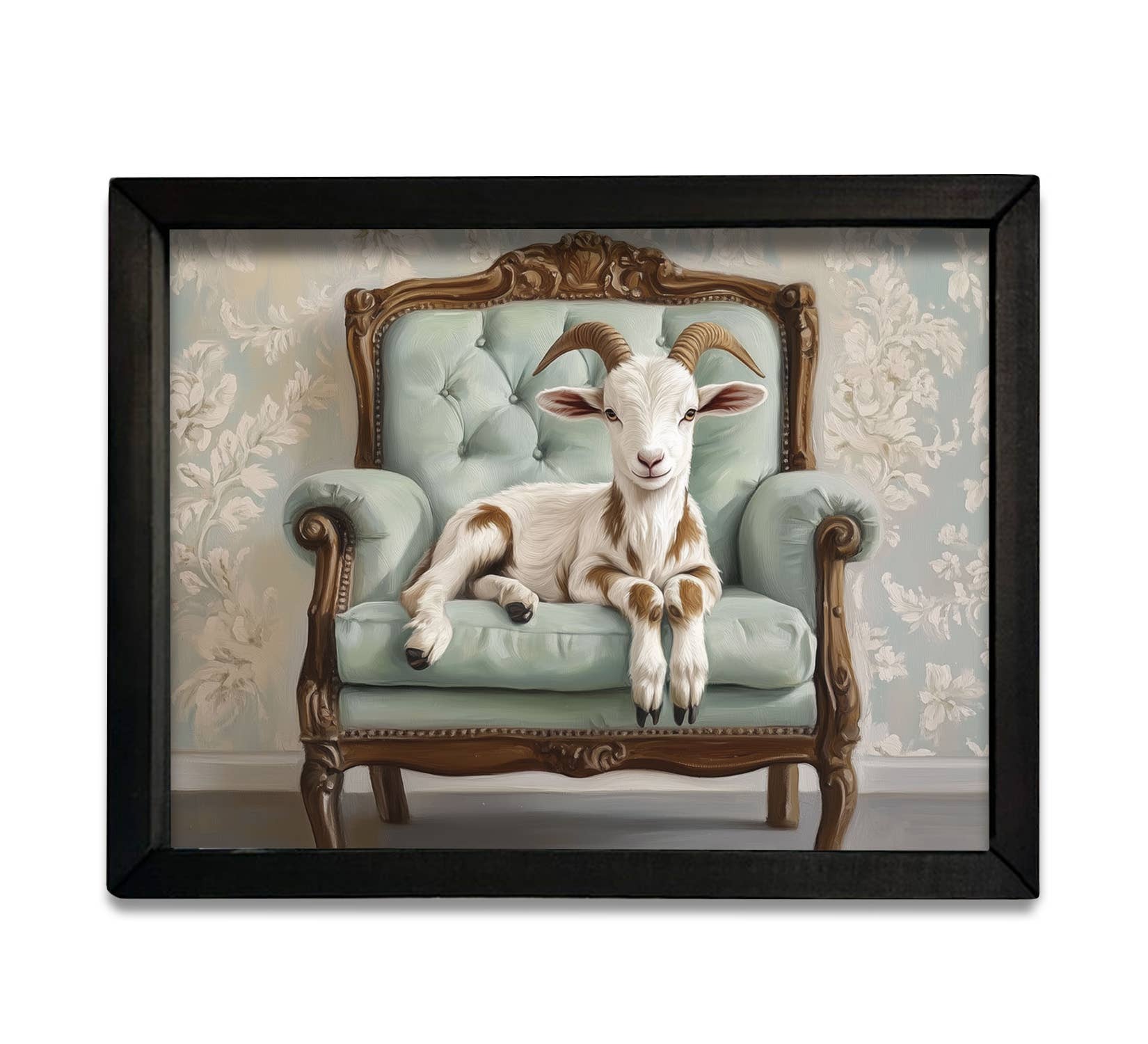JanMichaels Art & Home - Wholesale Wall Sign - HMK241 Lazy Livingroom Goat Box Frame1