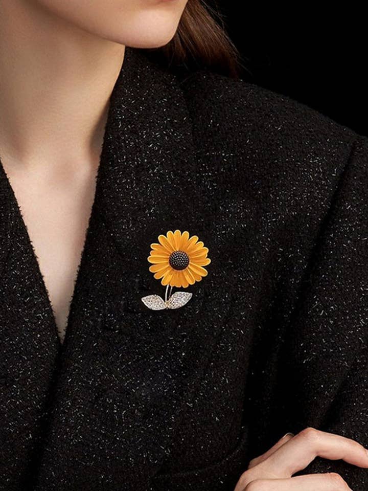 CWAJE2575_BROCHE À ÉPINGLE ANTI-EXPOSITION EN DIAMANT TOURNESOL pour la vente par NINEXIS
