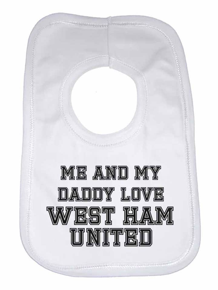 Me and My Daddy Love West Ham United, for Football, Soccer Fans Unisex Baby Bibs for wholesale by Little Ratbag