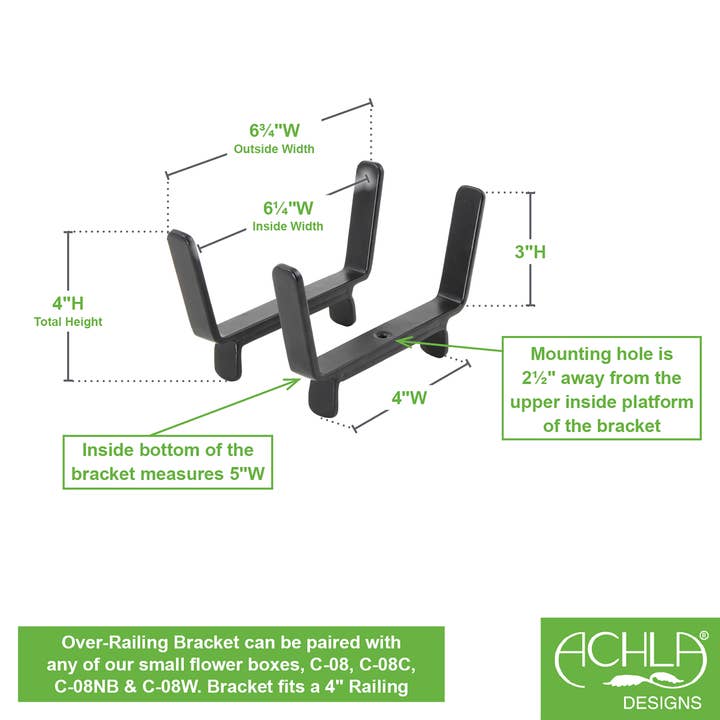 ACHLA Designs - Wholesale Outdoor Ornament/Decor - 6" Flower Box Bracket for 2x4 Railing1
