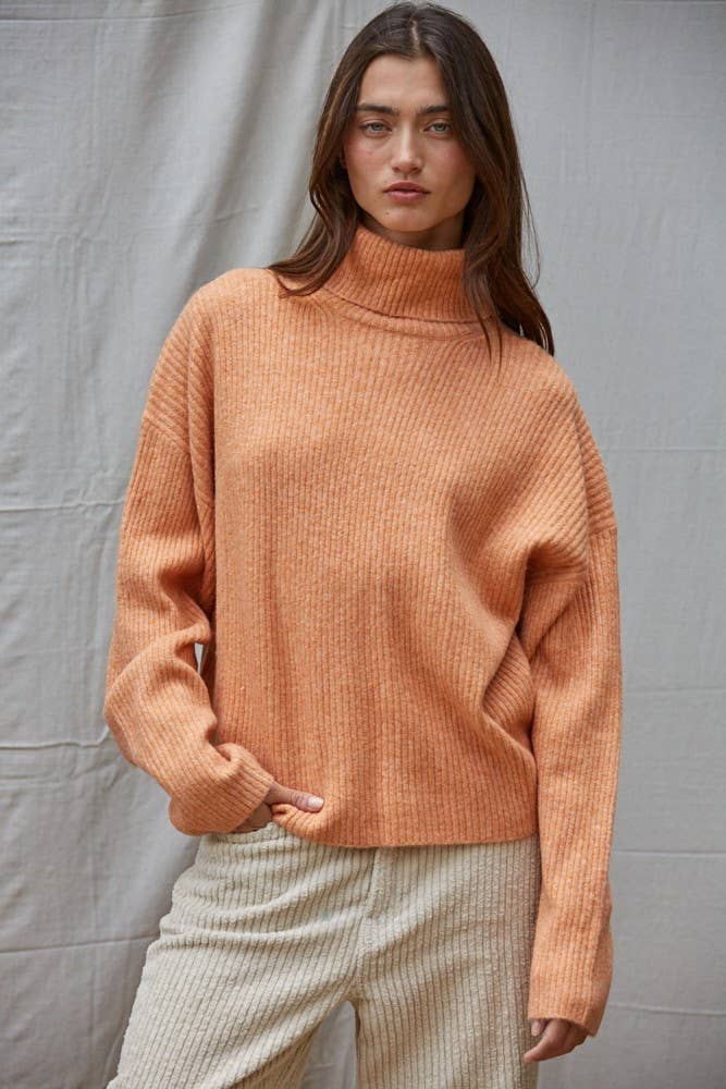 By Together - Wholesale Knitted jumper – Women′s - W1805 | Knit Sweater Ribbed Turtleneck Drop Shoulder Top0