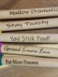 S'more Themed Campfire Roasting Sticks * Assorted set of 10 for wholesale by Thirteen 27 Designs