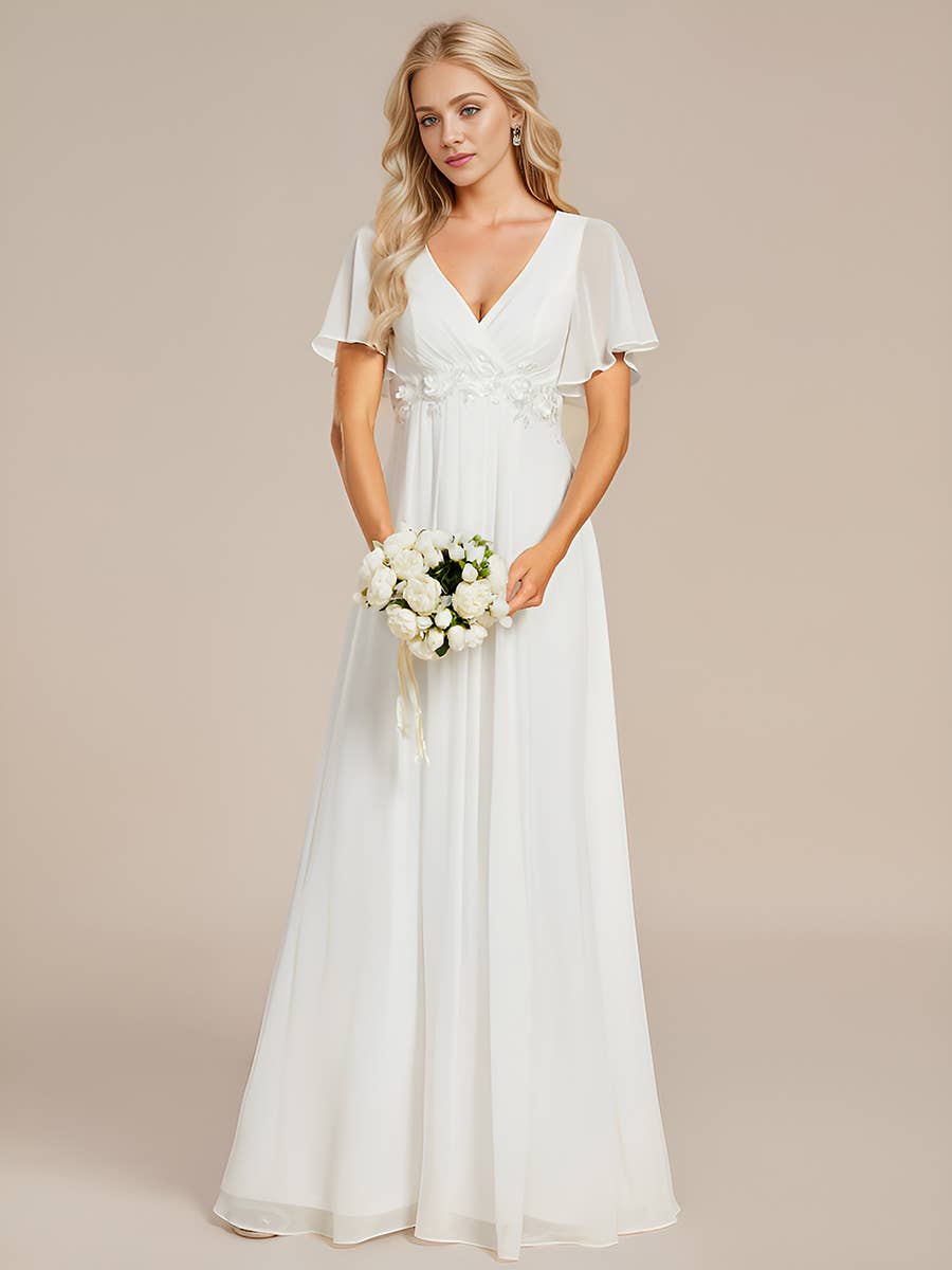 Ever-Pretty - Vente Robe de soirée – femme - Robe de demoiselle d'honneur plissée avec appliques et col en V22