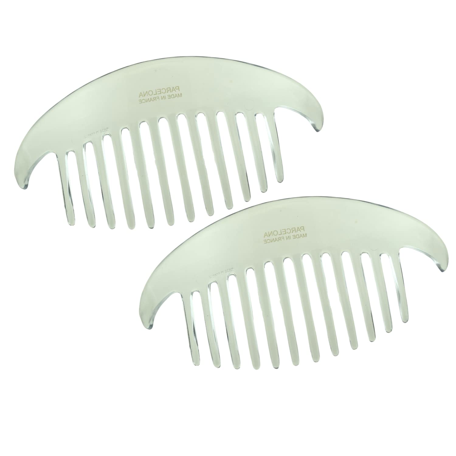 Parcelona - Wholesale Hair Brush/Comb - Parcelona French Alice Large Celluloid 12 Teeth Side Hair Combs for Women 2 Pcs9